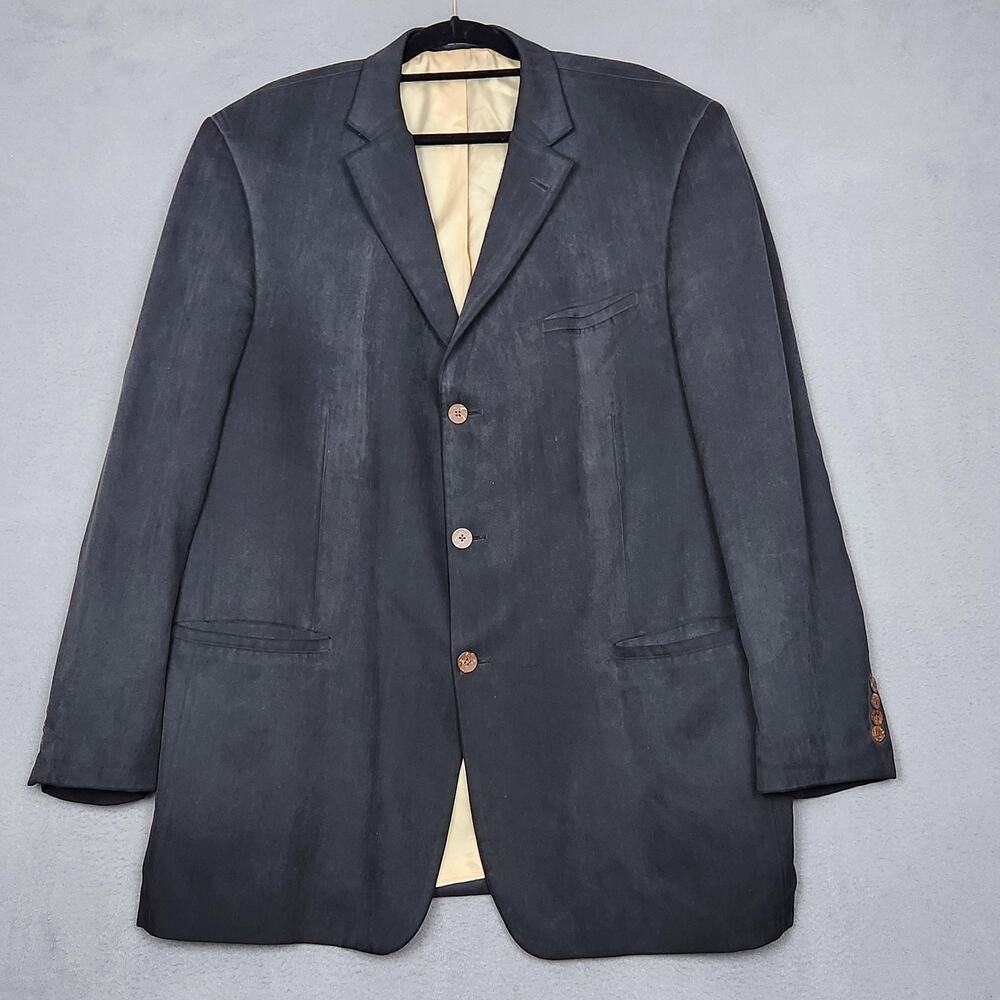 Joseph & Feiss Blazer Mens 48L Black Silk Sport Coat Jacket Classic Formal